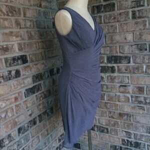 Bill Levkoff V-neck Ruched Dress Gray 8